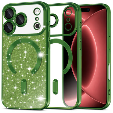 TPU gel ovitek Techsuit "Luxury Glitter MagSafe" za iPhone 17 Pro Max / 18 Pro Max - deep green