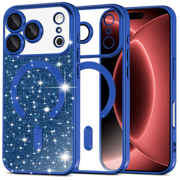 TPU gel ovitek Techsuit "Luxury Glitter MagSafe" za iPhone 17 Pro Max / 18 Pro Max - deep blue