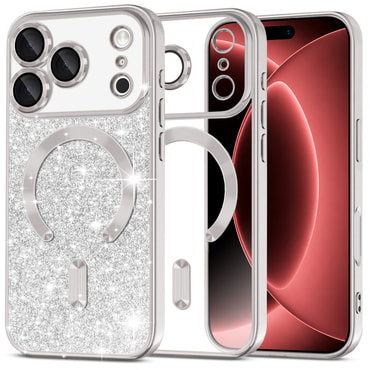 TPU gel ovitek Techsuit "Luxury Glitter MagSafe" za iPhone 17 Pro Max / 18 Pro Max - silver