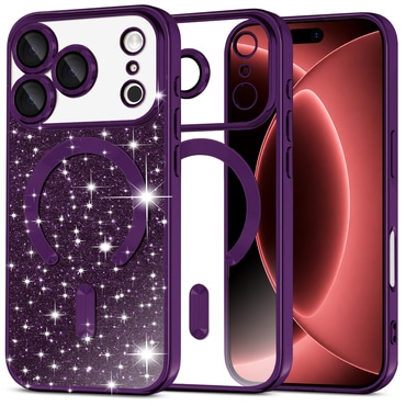 TPU gel ovitek Techsuit "Luxury Glitter MagSafe" za iPhone 17 Pro Max / 18 Pro Max - deep purple
