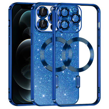 TPU gel ovitek Techsuit "Luxury Glitter MagSafe" za iPhone 12 Pro - deep blue