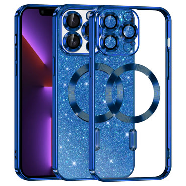 TPU gel ovitek Techsuit "Luxury Glitter MagSafe" za iPhone 13 Pro - deep blue
