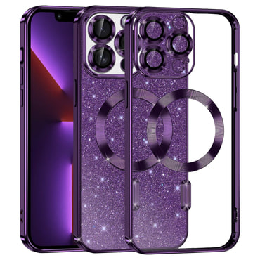 TPU gel ovitek Techsuit "Luxury Glitter MagSafe" za iPhone 13 Pro - deep purple