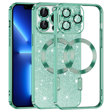 TPU gel ovitek Techsuit "Luxury Glitter MagSafe" za iPhone 13 Pro Max - light green