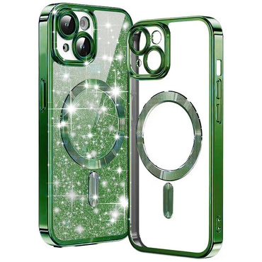 TPU gel ovitek Techsuit "Luxury Glitter MagSafe" za iPhone 14 Plus - deep green