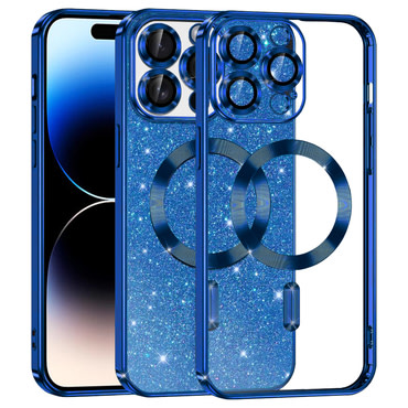 TPU gel ovitek Techsuit "Luxury Glitter MagSafe" za iPhone 14 Pro - deep blue