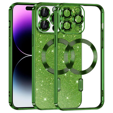 TPU gel ovitek Techsuit "Luxury Glitter MagSafe" za iPhone 14 Pro Max - deep green