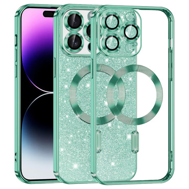 TPU gel ovitek Techsuit "Luxury Glitter MagSafe" za iPhone 14 Pro Max - light green