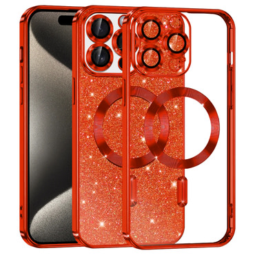 TPU gel ovitek Techsuit "Luxury Glitter MagSafe" za iPhone 15 Pro Max - red