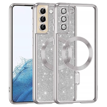 TPU gel ovitek Techsuit "Luxury Glitter MagSafe" za Samsung Galaxy S22 - silver