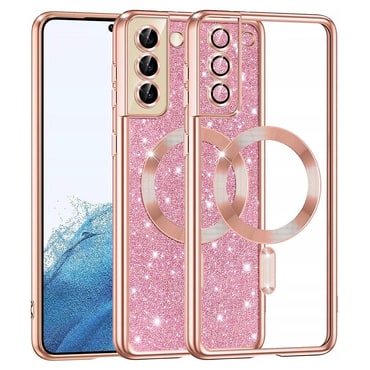 TPU gel ovitek Techsuit "Luxury Glitter MagSafe" za Samsung Galaxy S22 - rose gold