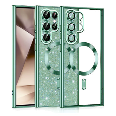 TPU gel ovitek Techsuit "Luxury Glitter MagSafe" za Samsung Galaxy S22 Ultra - light green