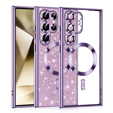 TPU gel ovitek Techsuit "Luxury Glitter MagSafe" za Samsung Galaxy S22 Ultra - light purple