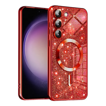 TPU gel ovitek Techsuit "Luxury Glitter MagSafe" za Samsung Galaxy S23 Plus - red