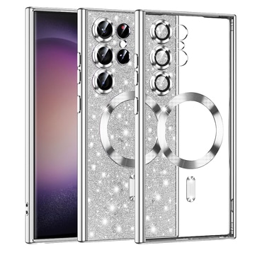 TPU gel ovitek Techsuit "Luxury Glitter MagSafe" za Samsung Galaxy S23 Ultra - silver