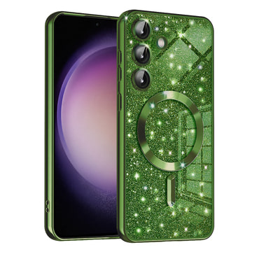 TPU gel ovitek Techsuit "Luxury Glitter MagSafe" za Samsung Galaxy S23 FE - deep green