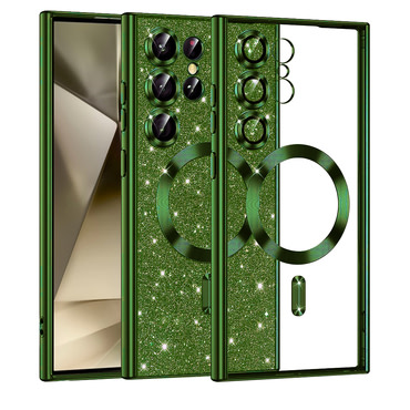 TPU gel ovitek Techsuit "Luxury Glitter MagSafe" za Samsung Galaxy S24 Ultra - deep green