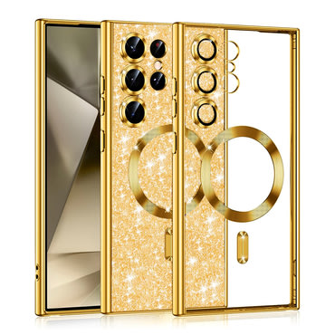 TPU gel ovitek Techsuit "Luxury Glitter MagSafe" za Samsung Galaxy S24 Ultra - gold