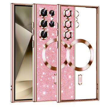 TPU gel ovitek Techsuit "Luxury Glitter MagSafe" za Samsung Galaxy S24 Ultra - rose gold
