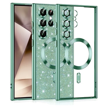 TPU gel ovitek Techsuit "Luxury Glitter MagSafe" za Samsung Galaxy S24 Ultra - light green