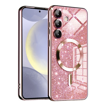 TPU gel ovitek Techsuit "Luxury Glitter MagSafe" za Samsung Galaxy S24 - rose gold