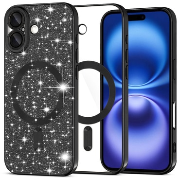 TPU gel ovitek Techsuit "Luxury Glitter MagSafe" za iPhone 16 - black