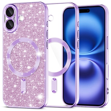 TPU gel ovitek Techsuit "Luxury Glitter MagSafe" za iPhone 16 - light purple