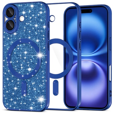 TPU gel ovitek Techsuit "Luxury Glitter MagSafe" za iPhone 16 - deep blue