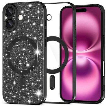 TPU gel ovitek Techsuit "Luxury Glitter MagSafe" za iPhone 16 Plus - black
