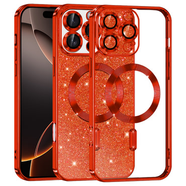 TPU gel ovitek Techsuit "Luxury Glitter MagSafe" za iPhone 16 Pro - red