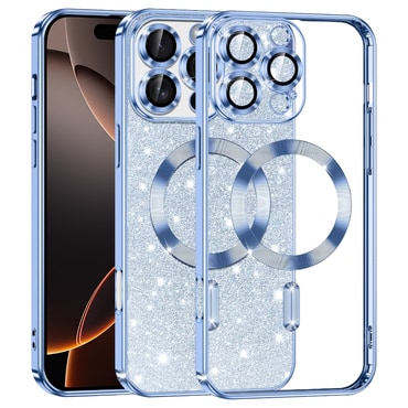 TPU gel ovitek Techsuit "Luxury Glitter MagSafe" za iPhone 16 Pro - light blue