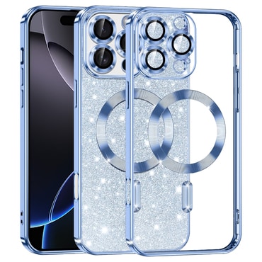 TPU gel ovitek Techsuit "Luxury Glitter MagSafe" za iPhone 16 Pro Max - light blue