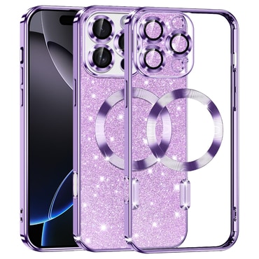 TPU gel ovitek Techsuit "Luxury Glitter MagSafe" za iPhone 16 Pro Max - light purple