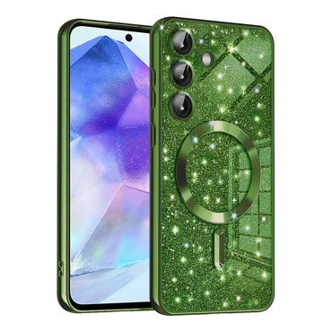 TPU gel ovitek Techsuit "Luxury Glitter MagSafe" za Samsung Galaxy A55 - deep green