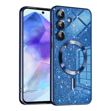 TPU gel ovitek Techsuit "Luxury Glitter MagSafe" za Samsung Galaxy A55 - deep blue