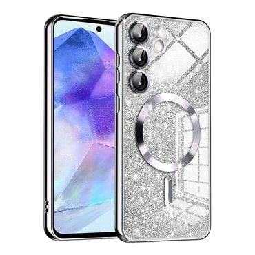 TPU gel ovitek Techsuit "Luxury Glitter MagSafe" za Samsung Galaxy A55 - silver