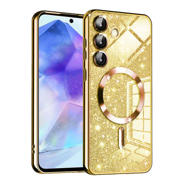 TPU gel ovitek Techsuit "Luxury Glitter MagSafe" za Samsung Galaxy A55 - gold