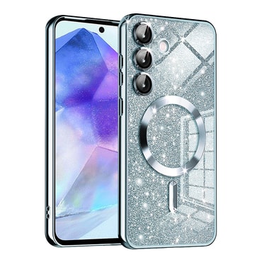 TPU gel ovitek Techsuit "Luxury Glitter MagSafe" za Samsung Galaxy A55 - light blue