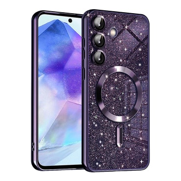 TPU gel ovitek Techsuit "Luxury Glitter MagSafe" za Samsung Galaxy A55 - deep purple