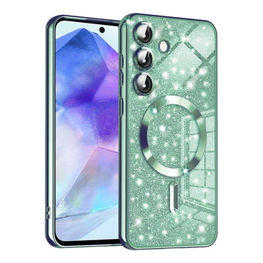 TPU gel ovitek Techsuit "Luxury Glitter MagSafe" za Samsung Galaxy A55 - light green