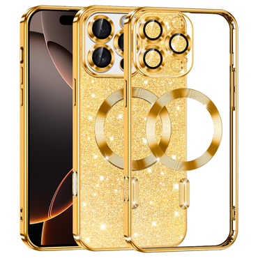 TPU gel ovitek Techsuit "Luxury Glitter MagSafe" za iPhone 16 Pro - gold