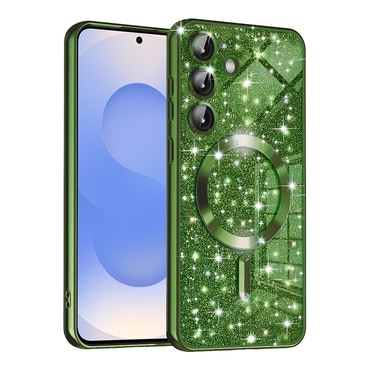 TPU gel ovitek Techsuit "Luxury Glitter MagSafe" za Samsung Galaxy S25 - deep green