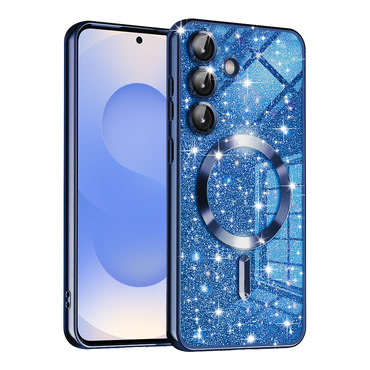 TPU gel ovitek Techsuit "Luxury Glitter MagSafe" za Samsung Galaxy S25 - deep blue