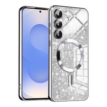TPU gel ovitek Techsuit "Luxury Glitter MagSafe" za Samsung Galaxy S25 - silver