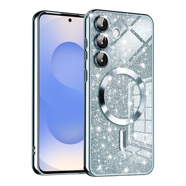 TPU gel ovitek Techsuit "Luxury Glitter MagSafe" za Samsung Galaxy S25 - light blue