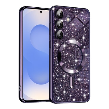 TPU gel ovitek Techsuit "Luxury Glitter MagSafe" za Samsung Galaxy S25 - deep purple