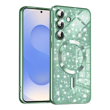 TPU gel ovitek Techsuit "Luxury Glitter MagSafe" za Samsung Galaxy S25 - light green