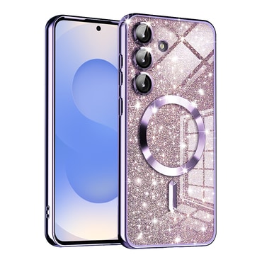 TPU gel ovitek Techsuit "Luxury Glitter MagSafe" za Samsung Galaxy S25 - light purple