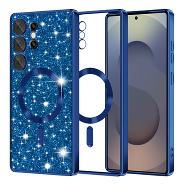 TPU gel ovitek Techsuit "Luxury Glitter MagSafe" za Samsung Galaxy S25 Ultra - deep blue
