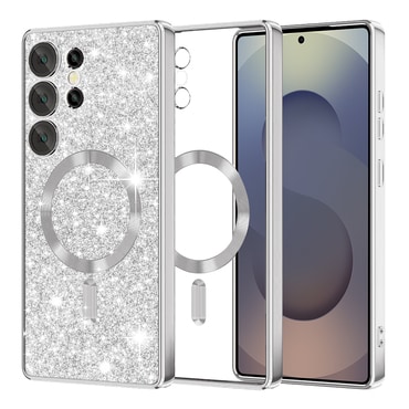 TPU gel ovitek Techsuit "Luxury Glitter MagSafe" za Samsung Galaxy S25 Ultra - silver